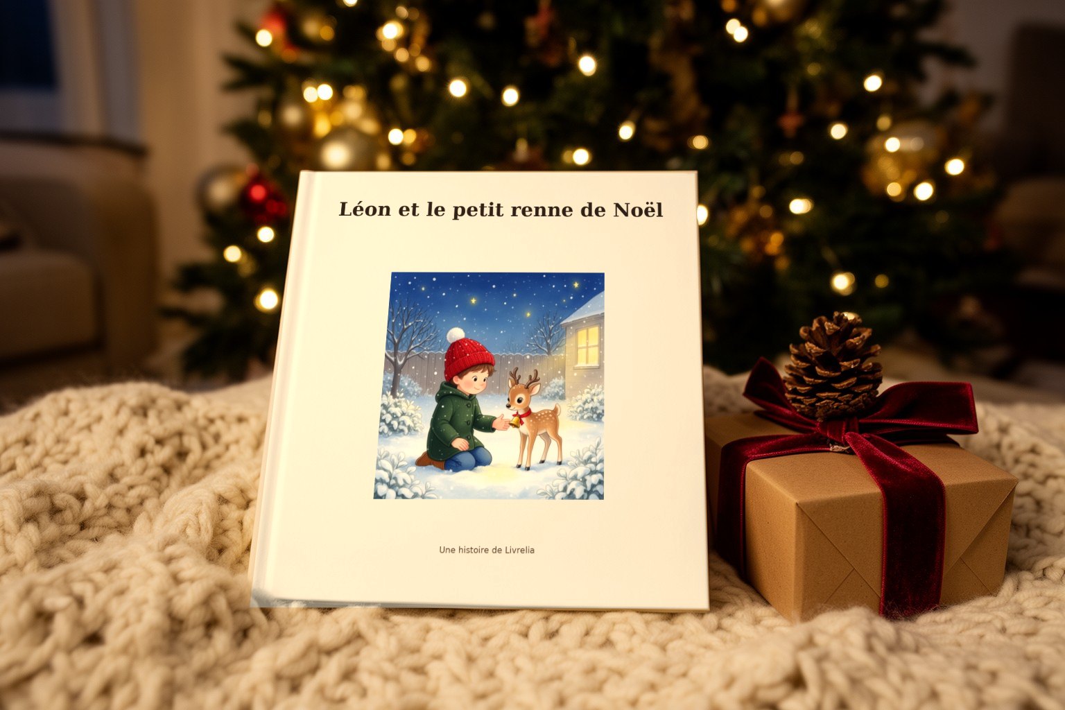 Le livre « Léon et le petit renne de Noël », relié, tel qu’il arrive chez vous